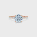 Rose gold Fancy Blue Round Cut Diamond Solitaire with Pavé Band