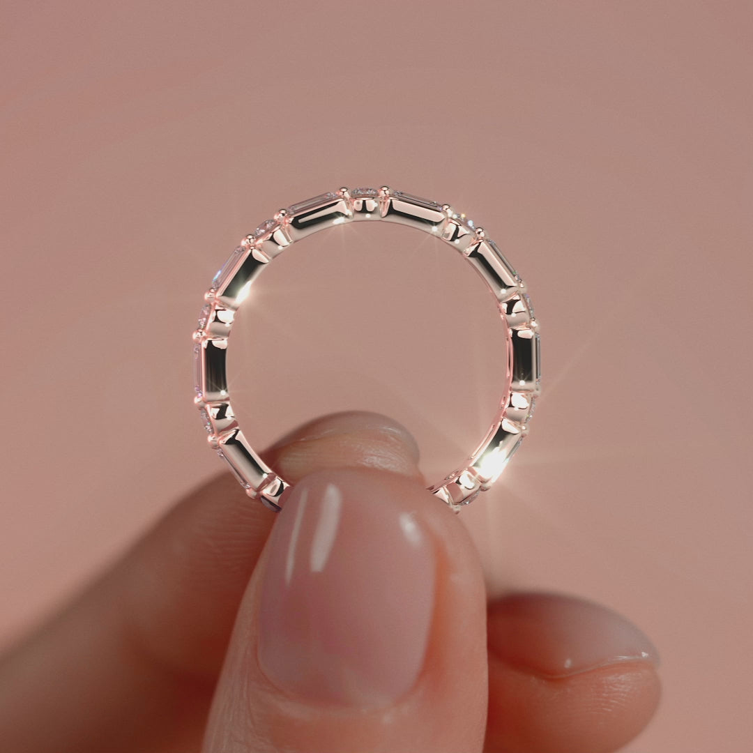 Rose gold Baguette and Round Diamond Eternity Band