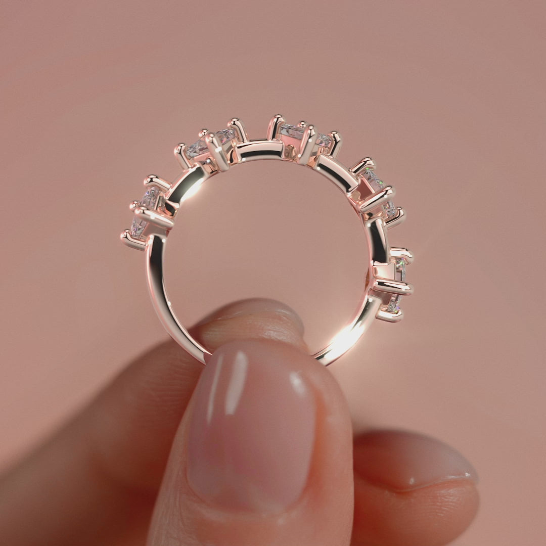 Rose gold Princess Diamond Open Band with Prong Setting