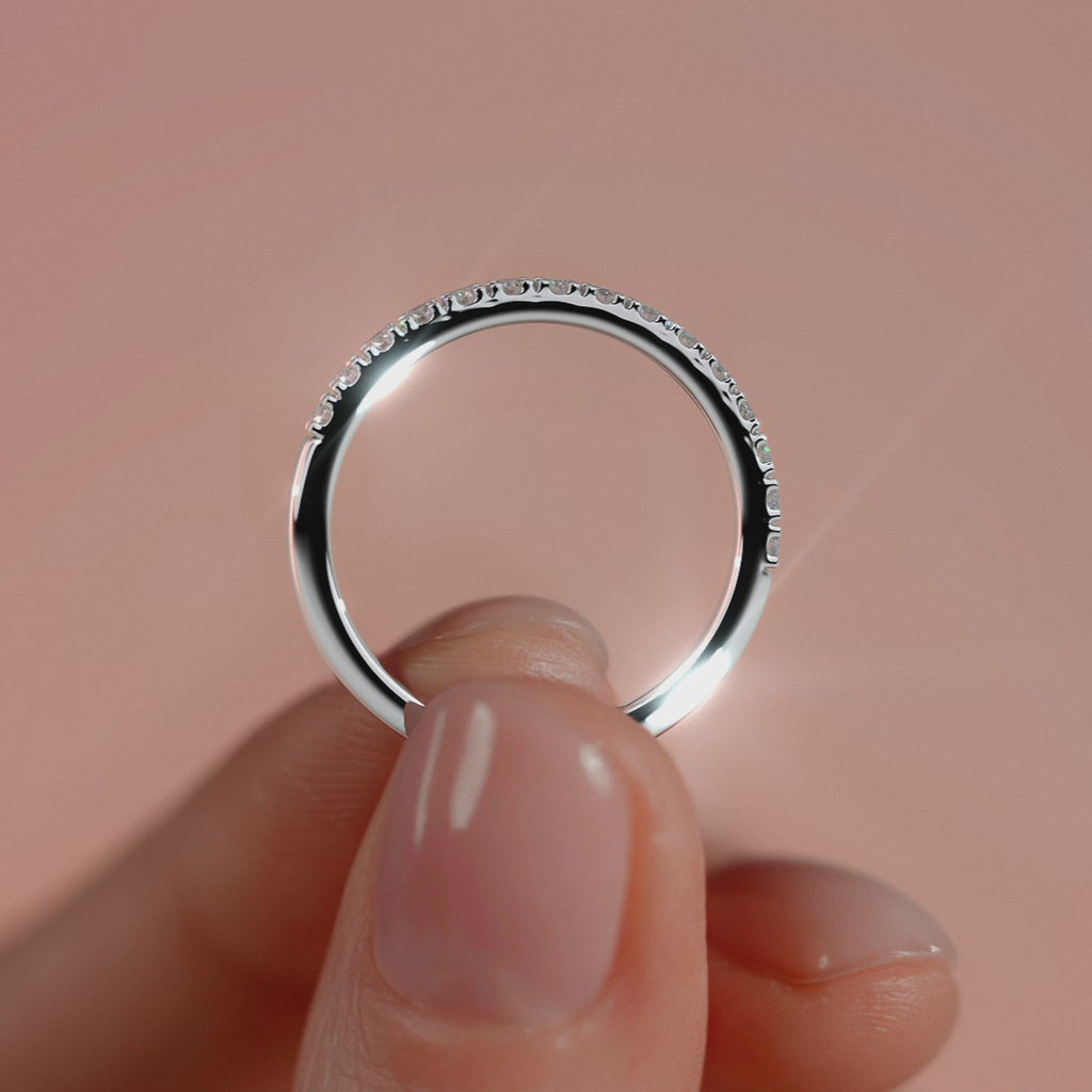 White gold Round Diamond Half Eternity Band with Prong Setting