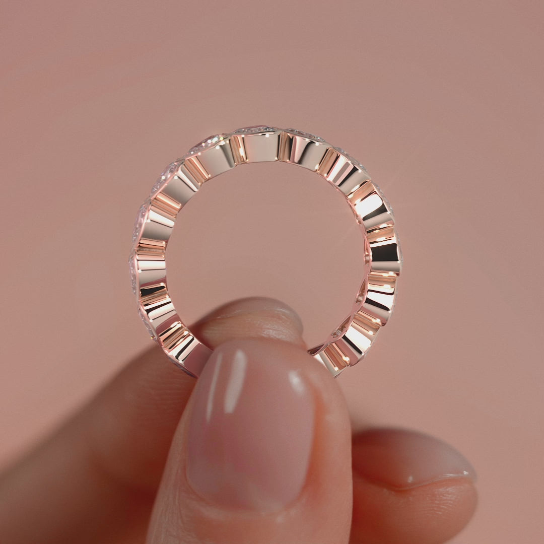 Rose gold Heart Bezel Diamond Eternity Band