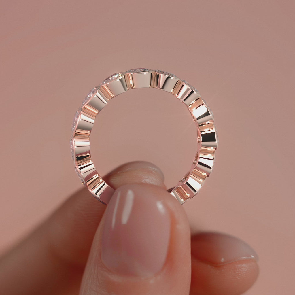 Rose gold Heart Bezel Diamond Eternity Band