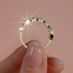 Yellow gold Emerald Half Bezel Diamond Eternity Band