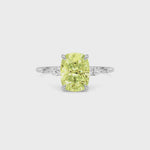 Yellow gold Fancy Yellow Cushion Cut Diamond Marquise Side Stone Engagement Ring