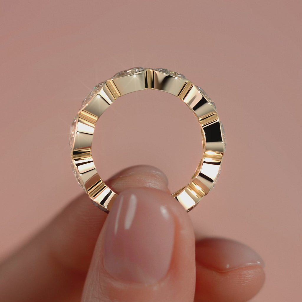 Yellow gold East West Pear Bezel Diamond Eternity Band