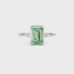 Platinum Fancy Green Emerald Cut Diamond Marquise Side Stone Engagement Ring