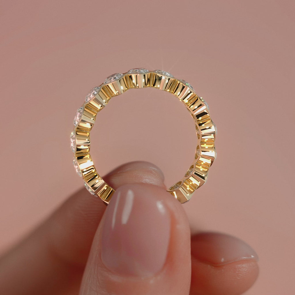 Yellow gold Pear Bezel Diamond Eternity Band
