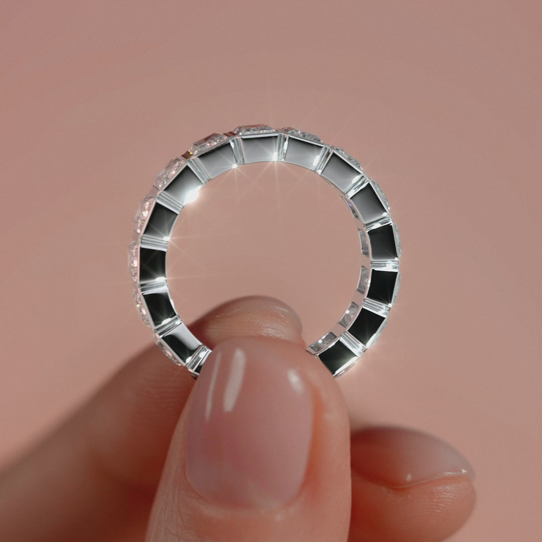 White gold Radiant Bezel Diamond Eternity Band