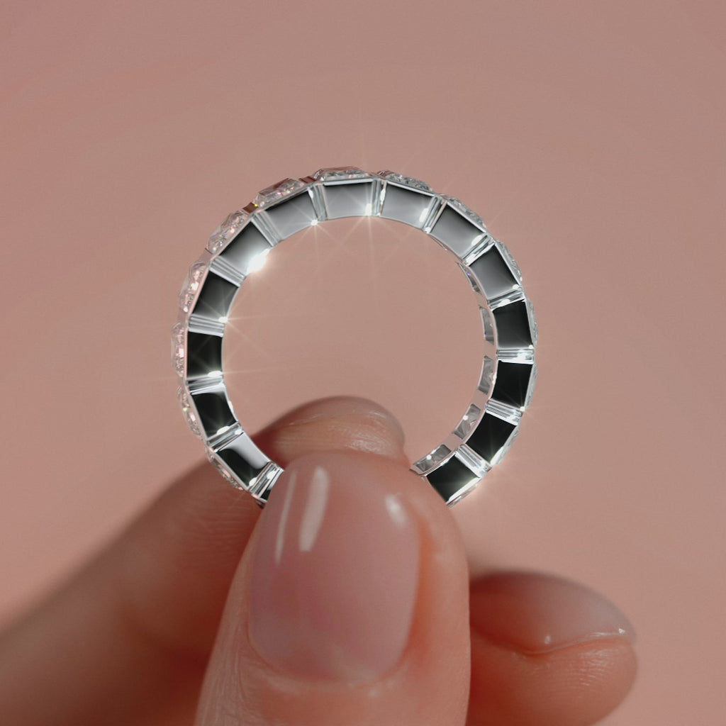 White gold Radiant Bezel Diamond Eternity Band