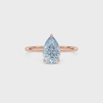Rose gold Fancy Blue Pear Cut Diamond Hidden Halo Solitaire Engagement Ring with Prong Setting