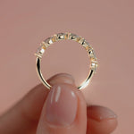 Yellow gold Pear Diamond Half Eternity Band with Prong Setting