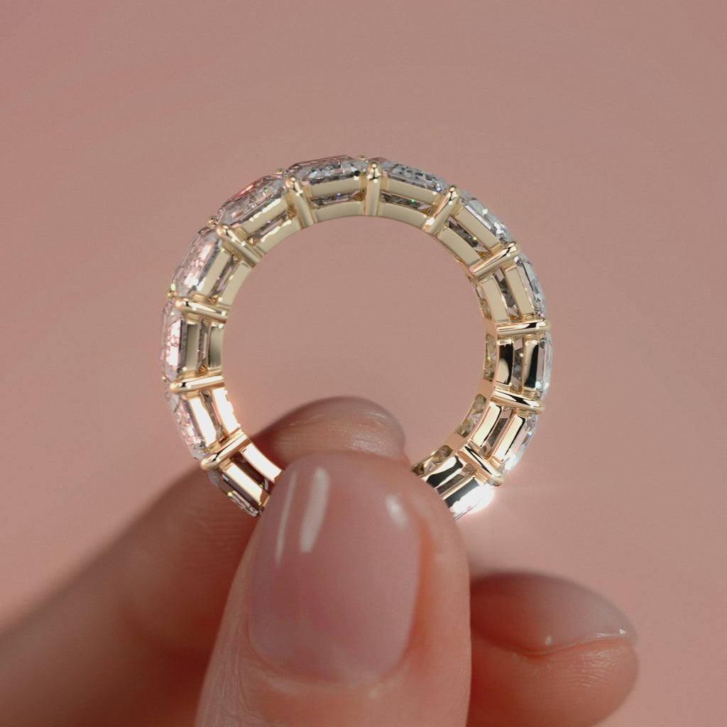 Yellow gold Emerald Diamond Eternity Band