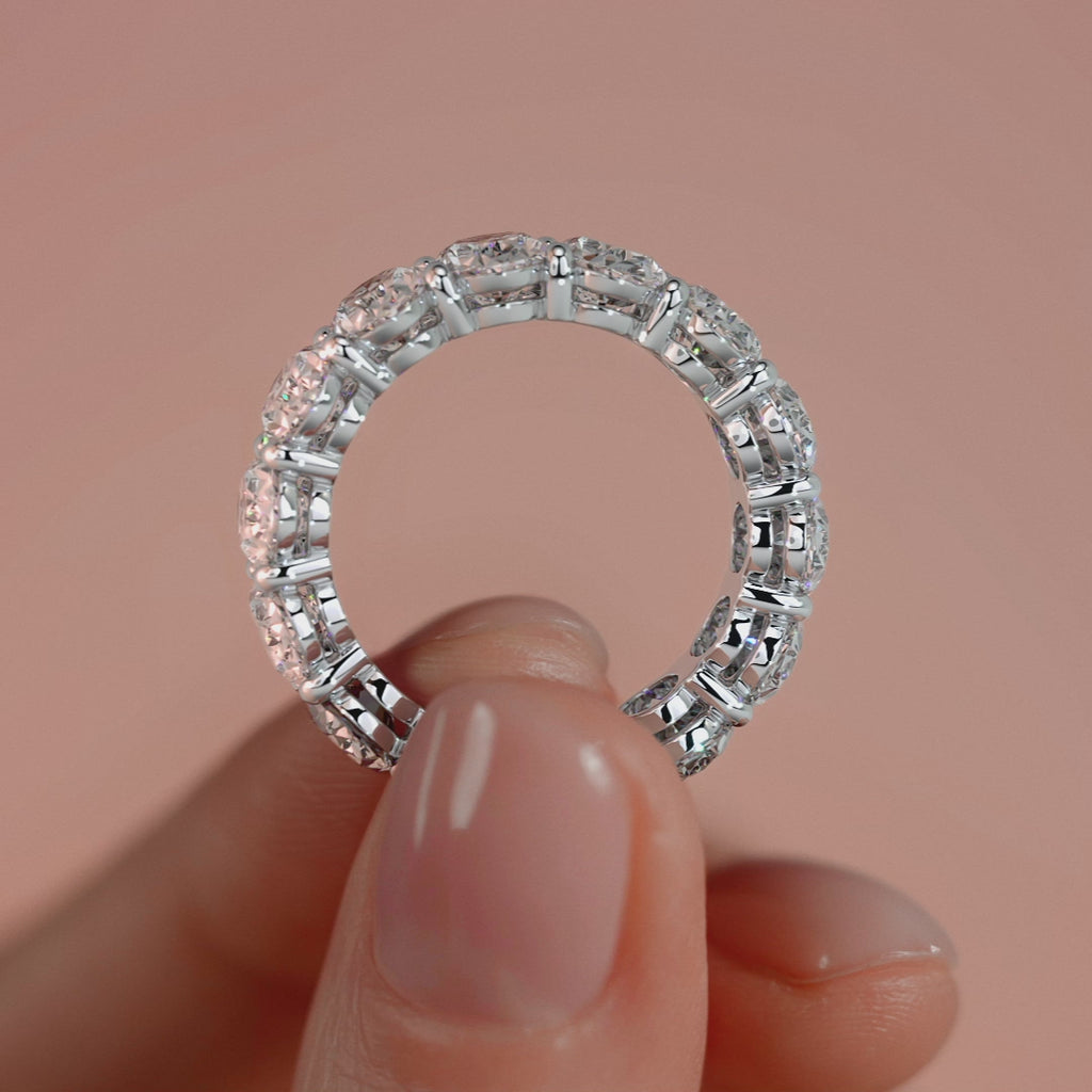 Silver Oval Diamond Full Eternity Band
