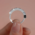 Platinum Princess Cut Diamond Half Eternity Band with Bezel Setting