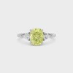 Yellow gold Three-Stone Fancy Yellow Cushion Cut Diamond Ring with Trillion Side Stones
