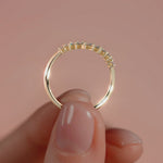 Yellow gold Marquise Diamond Curved Band with Graduated Cluster