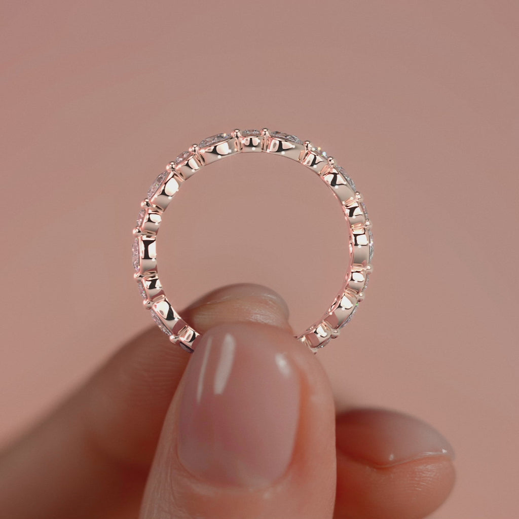 Rose gold Pear and Round Diamond Eternity Band