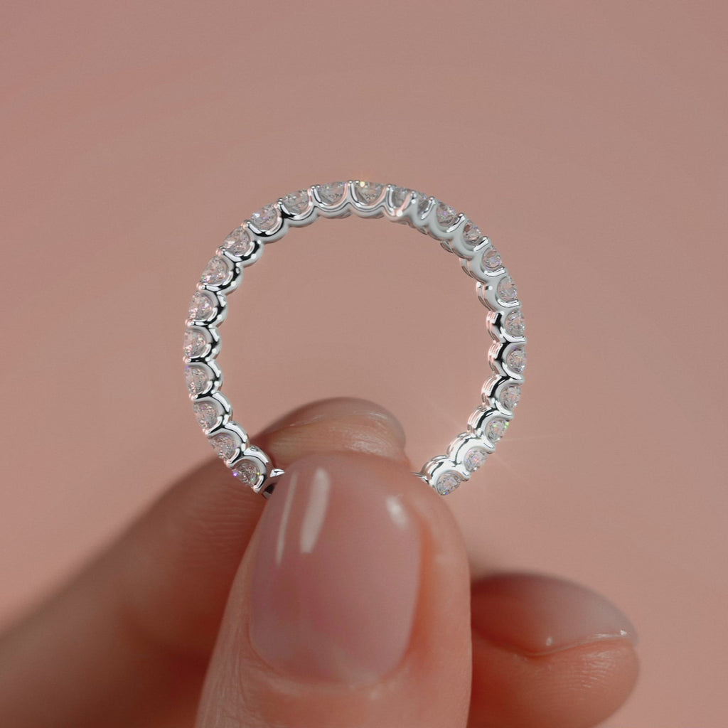 White gold Round Diamond Curved Eternity Band