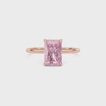 Rose gold Fancy Pink Radiant Cut Diamond Hidden Halo Solitaire Engagement Ring with Prong Setting