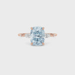 Rose gold Fancy Blue Cushion Cut Diamond Marquise Side Stone Engagement Ring