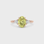 Rose gold Three-Stone Fancy Yellow Oval Cut Diamond Ring with Trillion Side Stones