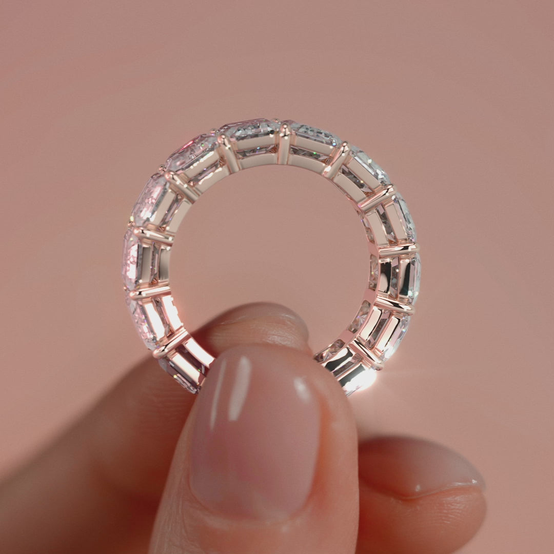 Rose gold Emerald Diamond Eternity Band