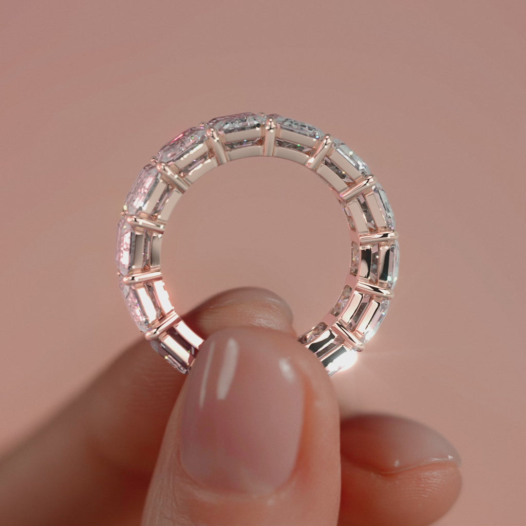 Rose gold Emerald Diamond Eternity Band