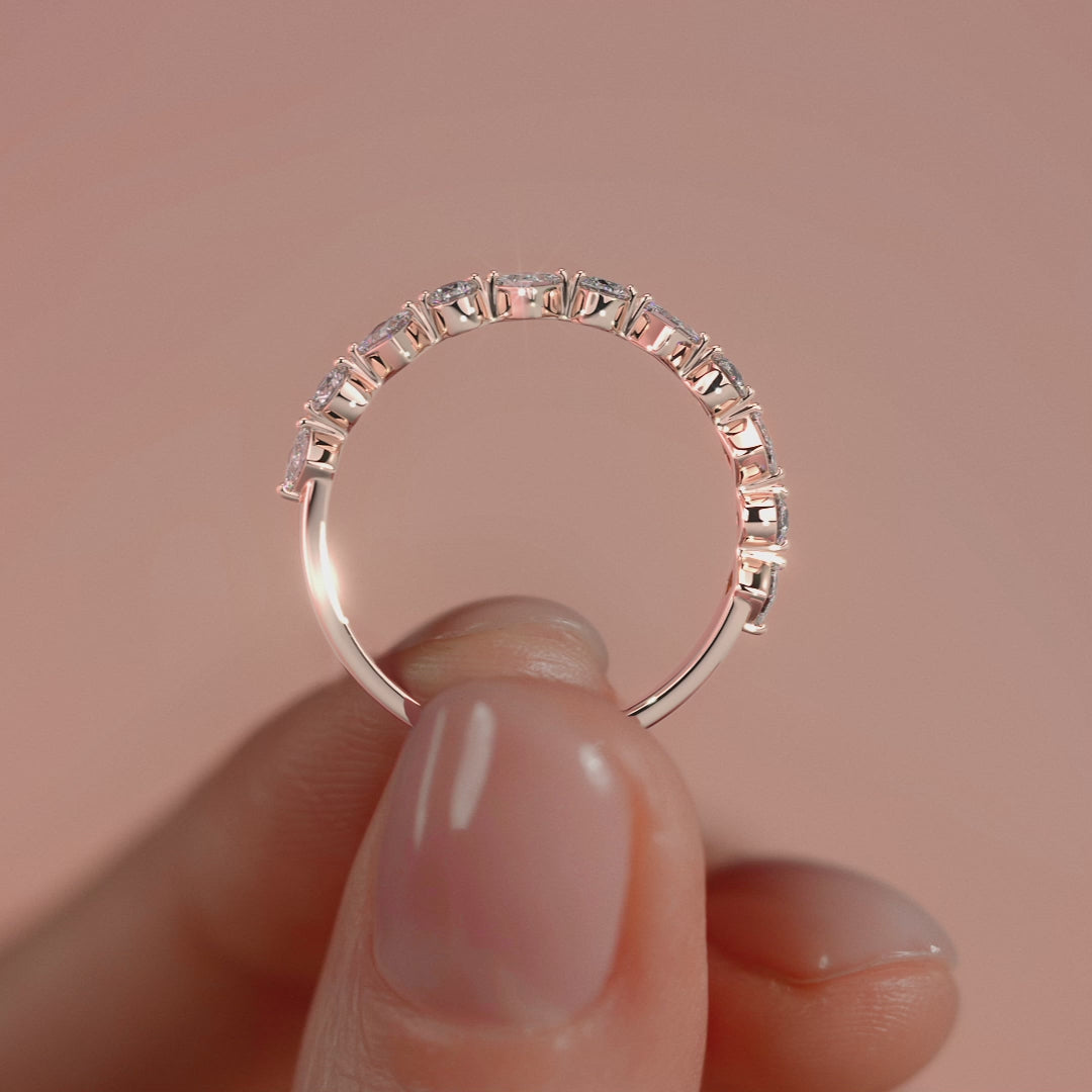 Rose gold Round and Princess Diamond Alternating Eternity Band