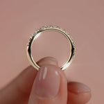 Yellow gold Round Diamond Half Eternity Band with Prong Setting