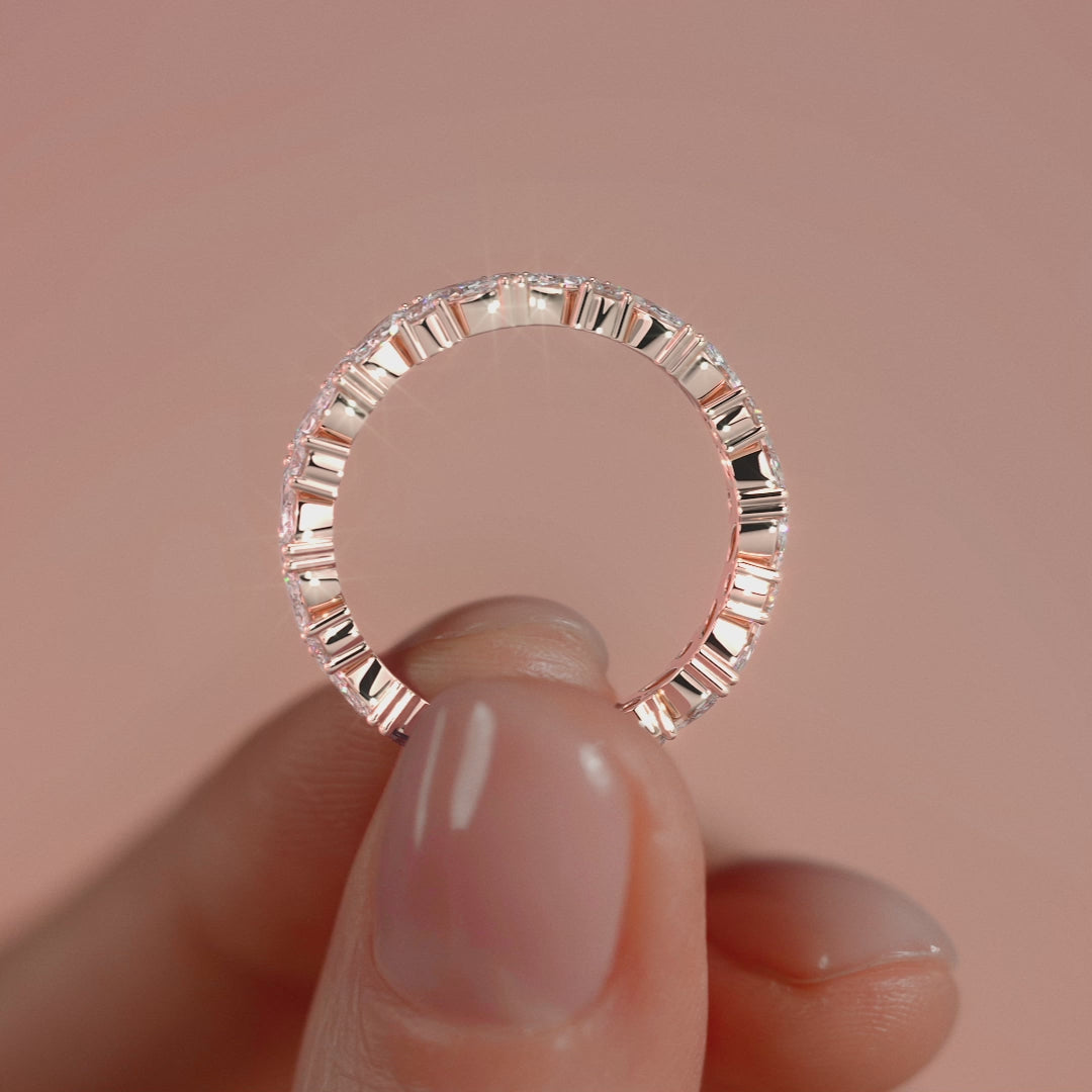 Rose gold Marquise and Round Diamond Eternity Band with Prong Setting