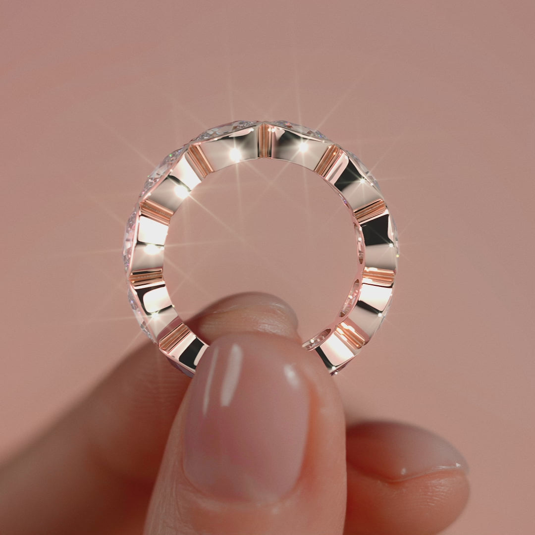 Rose gold East West Cushion Bezel Diamond Eternity Band