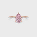Rose gold Fancy Pink Pear Cut Diamond Solitaire with Pavé Band