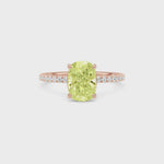 Rose gold Fancy Yellow Cushion Cut Diamond Solitaire with Pavé Band