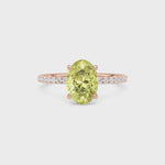 Rose gold Fancy Yellow Oval Cut Diamond Solitaire with Pavé Band