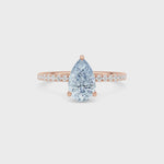 Rose gold Fancy Blue Pear Cut Diamond Solitaire with Pavé Band