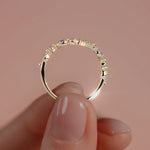 Yellow gold Round and Marquise Diamond Chevron Curved Band