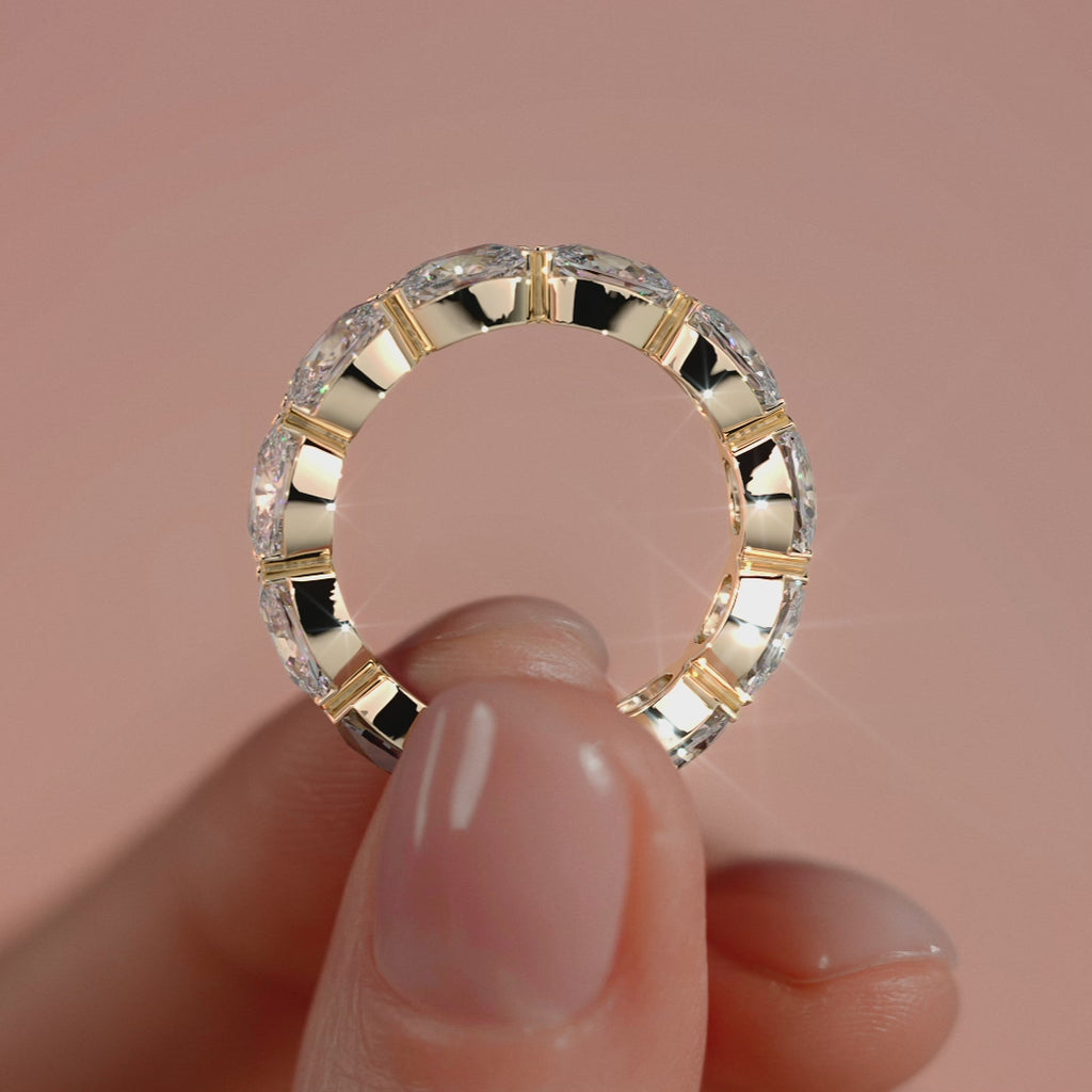 Yellow gold Cushion Diamond Eternity Band