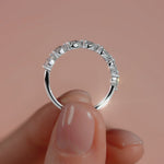 White gold Pear Diamond Half Eternity Band with Prong Setting