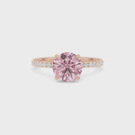 Rose gold Fancy Pink Round Cut Diamond Solitaire with Pavé Band
