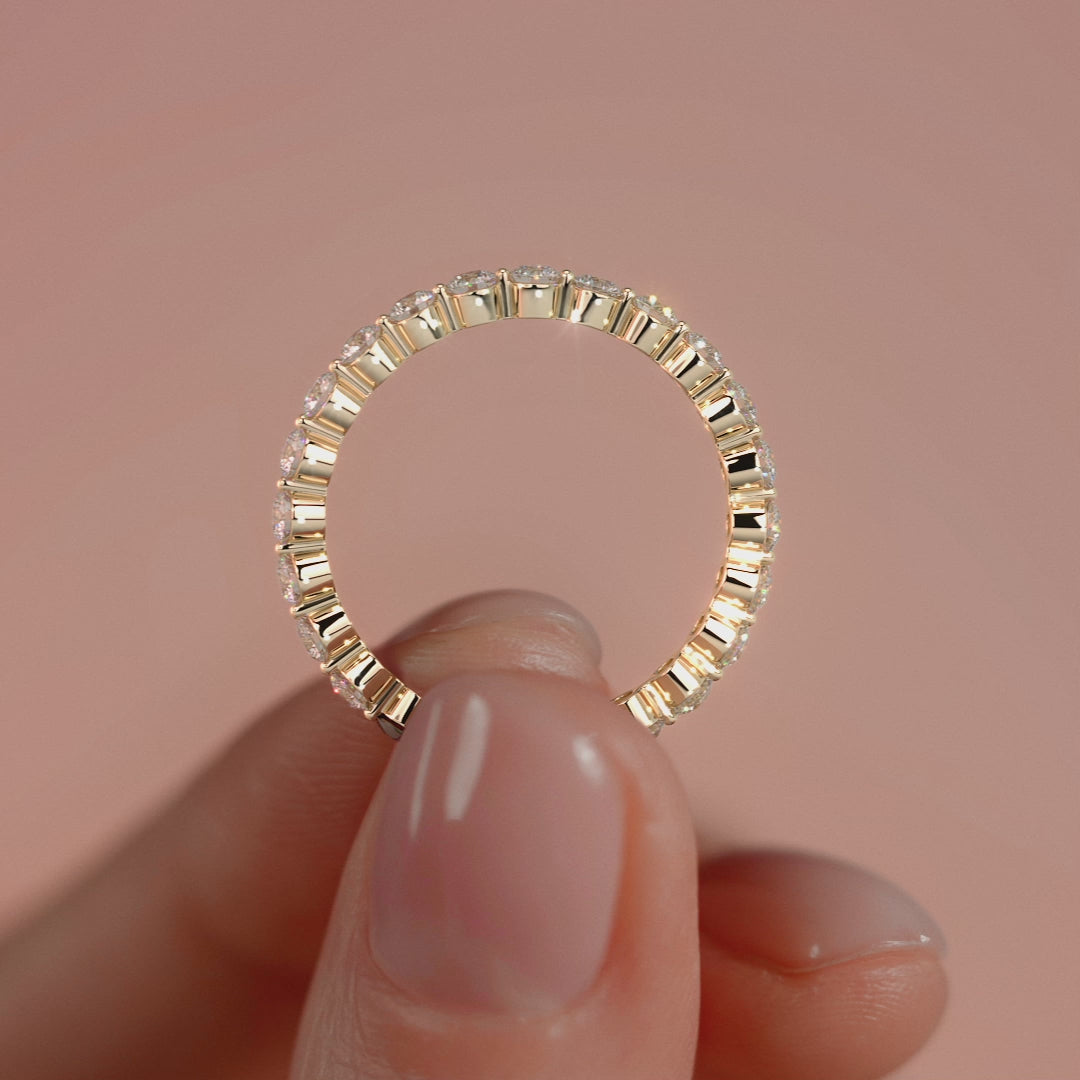 Yellow gold Round Diamond Shared Prong Eternity Band
