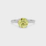 Yellow gold Fancy Yellow Round Cut Diamond Solitaire with Pavé Band