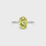 Yellow gold Fancy Yellow Oval Cut Diamond Hidden Halo Solitaire Engagement Ring with Prong Setting