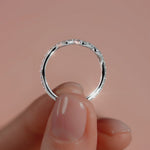 Silver Round Diamond Curved Wave Band with Pave Setting