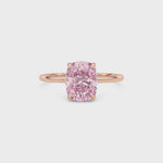 Rose gold Fancy Pink Cushion Cut Diamond Hidden Halo Solitaire Engagement Ring with Prong Setting
