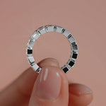 Silver Emerald Bezel Diamond Eternity Band