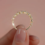 Yellow gold Round Diamond Half Eternity Band with Graduated Cluster