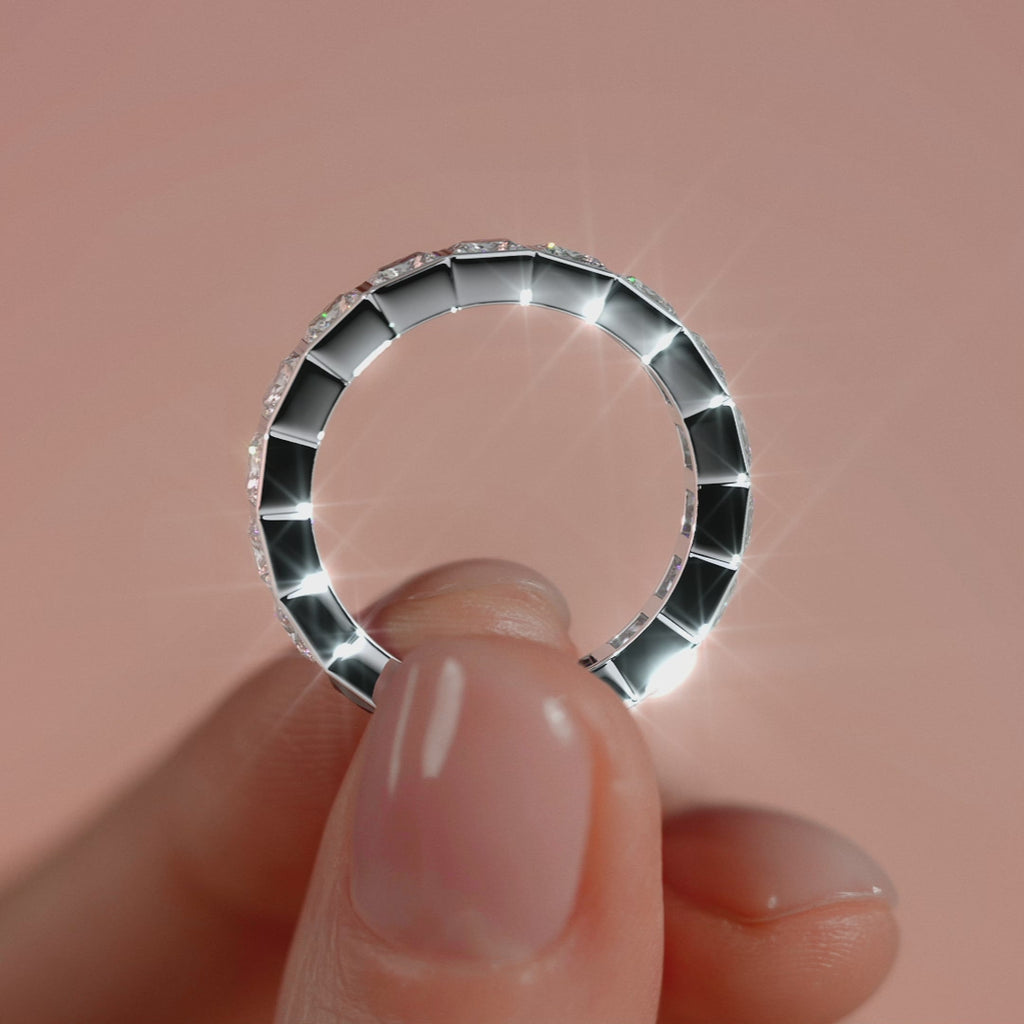White gold Princess Bezel Diamond Eternity Band
