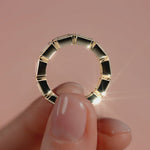 Yellow gold East West Emerald Bezel Diamond Eternity Band