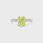 Yellow gold Fancy Yellow Cushion Cut Diamond Solitaire with Pavé Band
