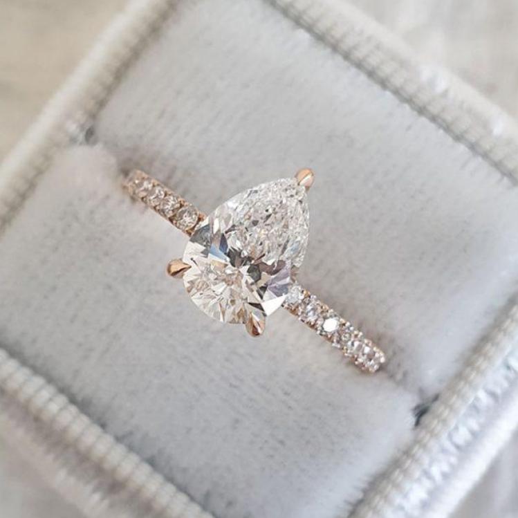 Unique Pear Cut Halo Engagement Ring | Jewelry by Johan - Jewelry by Johan